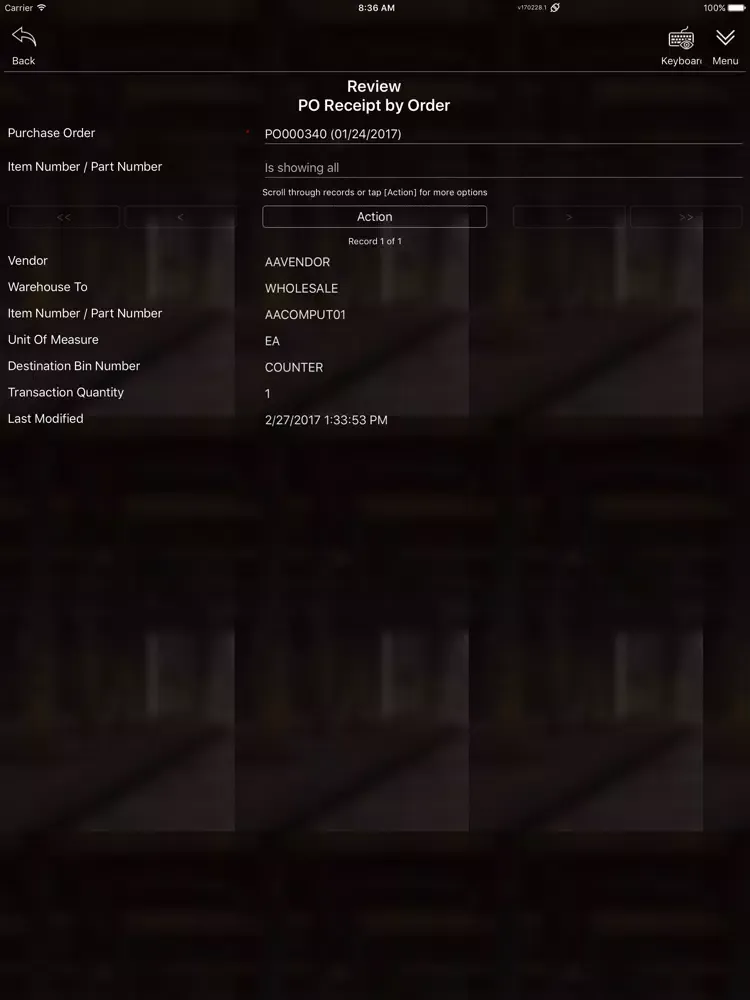 Скриншоты Scanco Acumatica Warehouse iPad 