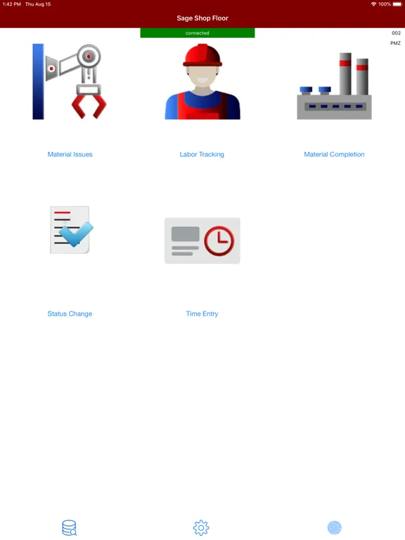 Ảnh chụp màn hình của Sage Shop Floor iPad 