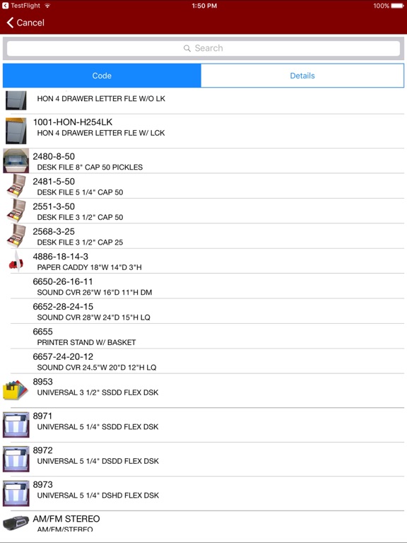 ภาพหน้าจอของ Scanco Warehouse 100 iPad 