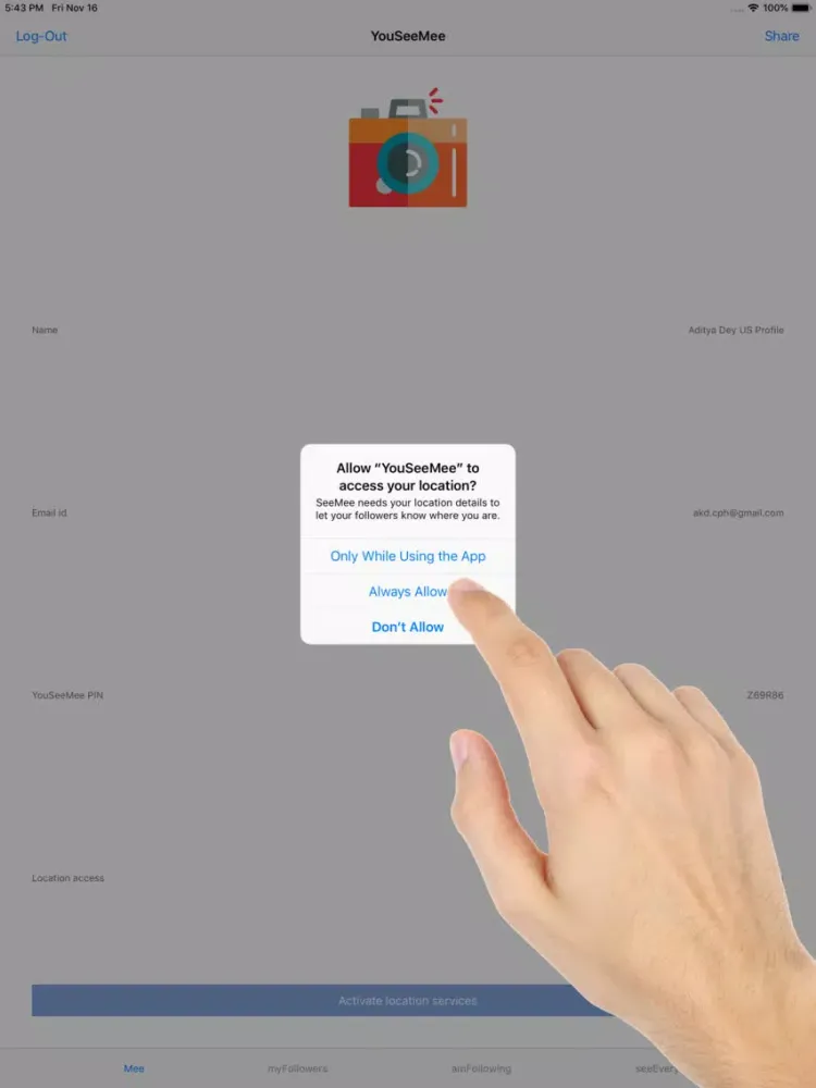 Capturas de tela do YouSeeMee iPad 