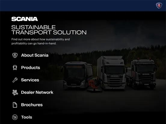 Ảnh chụp màn hình của Scania Marketing Tool iPad 