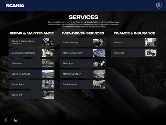 Ảnh chụp màn hình của Scania Marketing Tool iPad 
