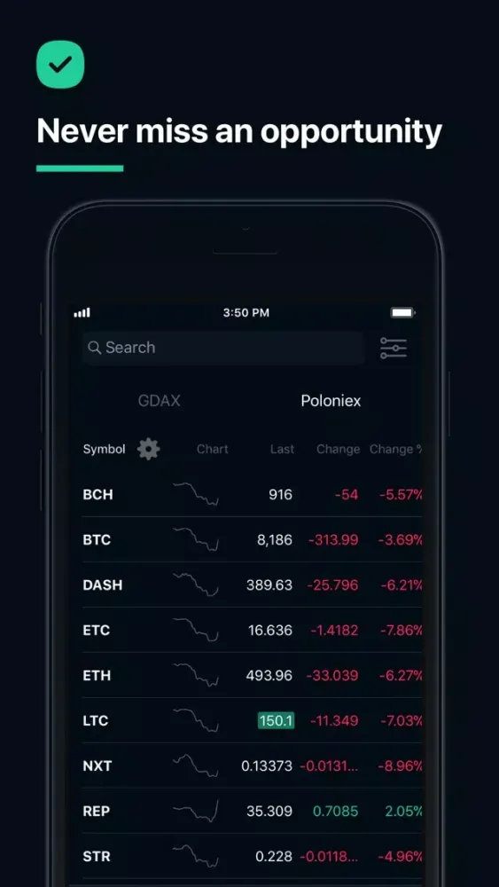 Uptrend - Bitcoin Ticker Screenshots