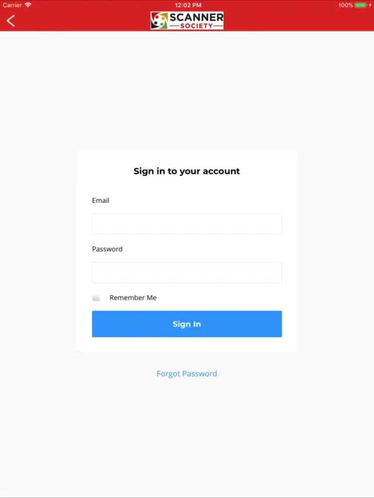 Tangkapan layar Scanner Society iPad 