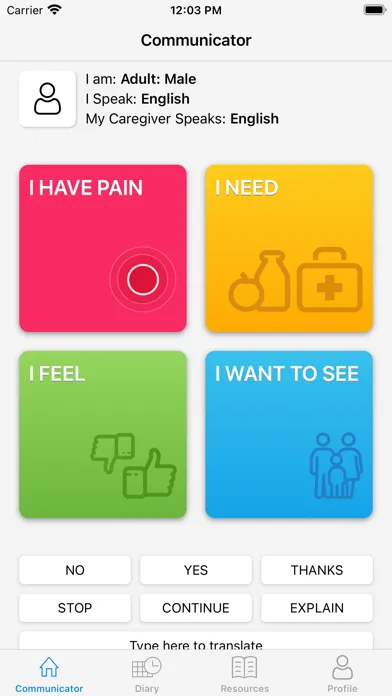 ภาพหน้าจอของ Patient Communicator