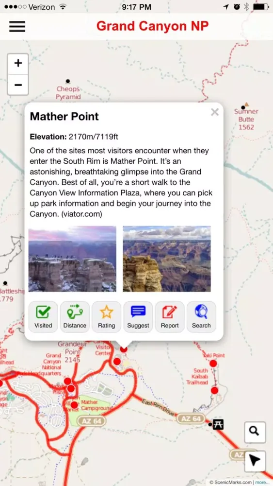Screenshot di Grand Canyon National Park POI Map