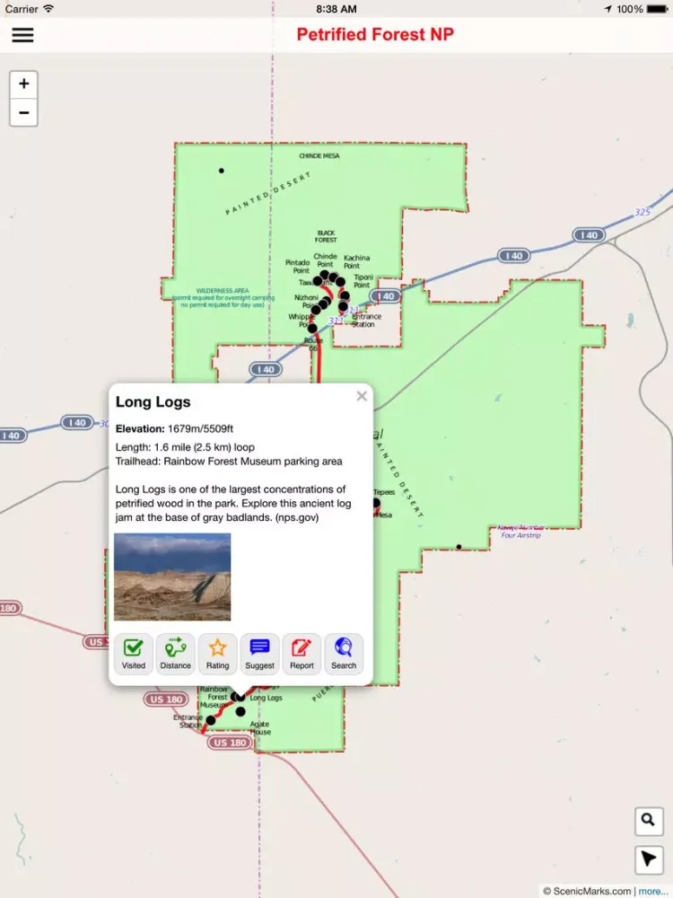 Petrified Forest National Park POI Map iPad  سکرین شاٹس