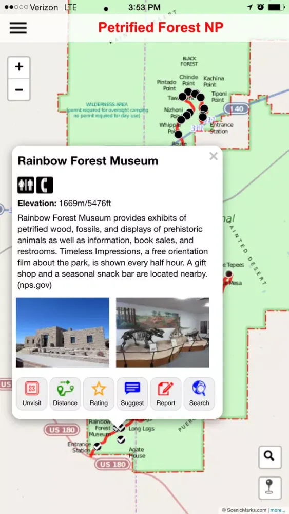 Petrified Forest National Park POI Map سکرین شاٹس