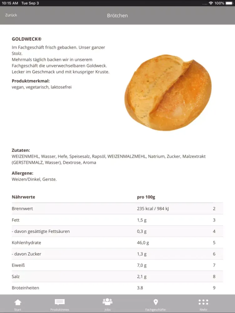 ภาพหน้าจอของ Schäfer Dein Bäcker iPad 