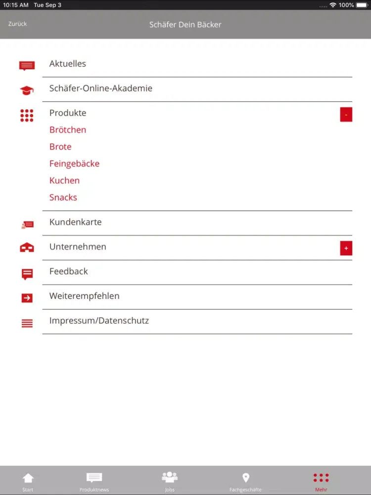 ภาพหน้าจอของ Schäfer Dein Bäcker iPad 
