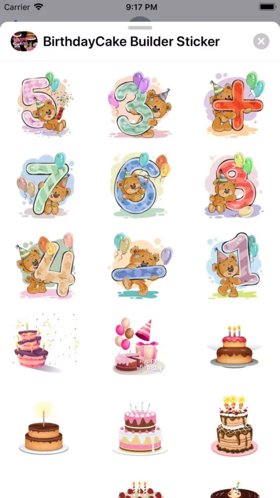 Zrzuty ekranu Birthday Cake Builder Sticker