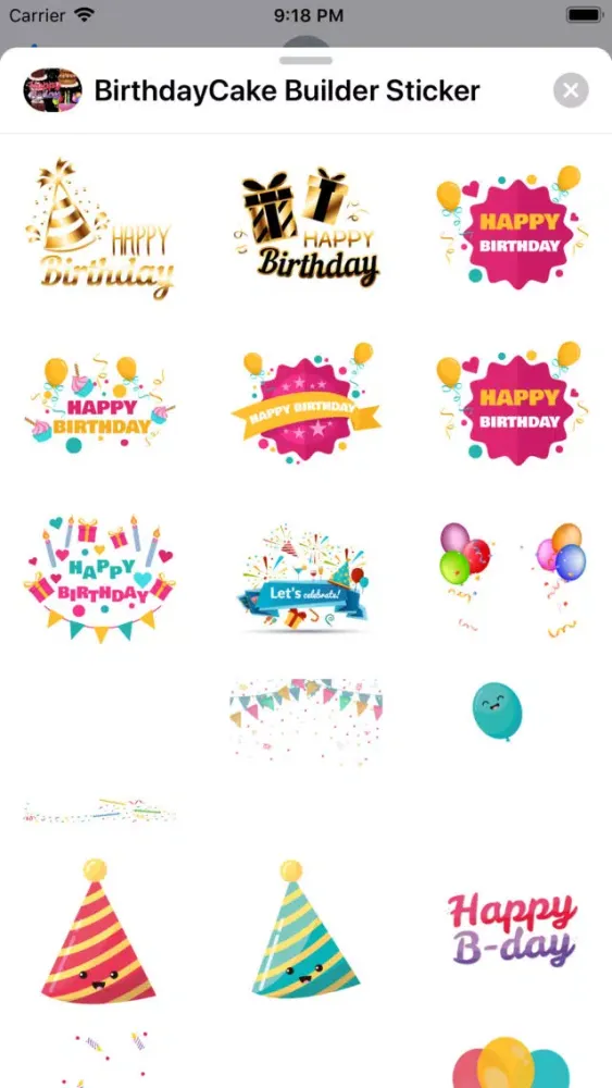 Zrzuty ekranu Birthday Cake Builder Sticker