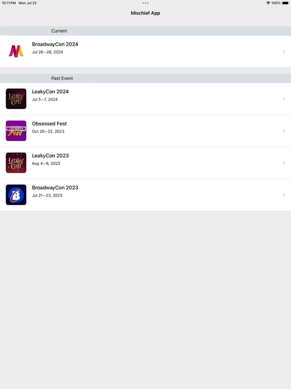 Zrzuty ekranu Mischief Management Events iPad 