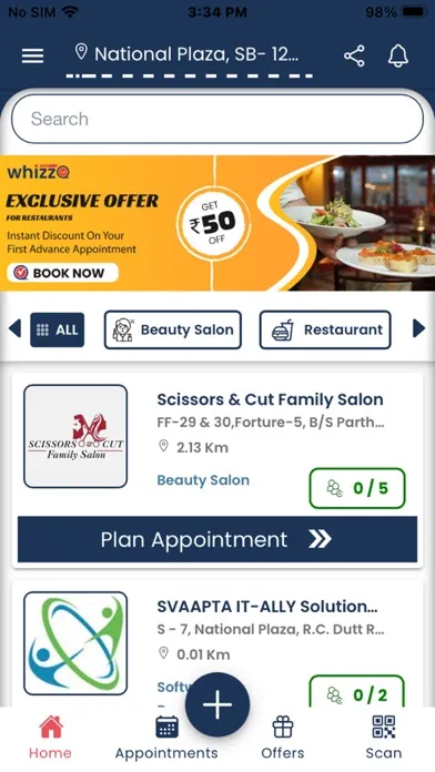 Screenshot di whizzQ - Realtime Booking App