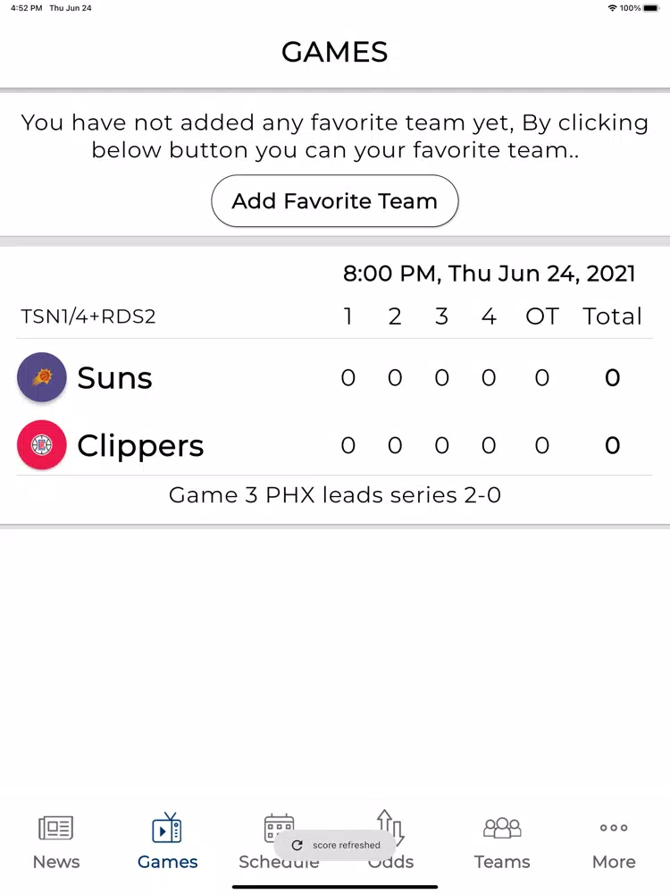 2021 BasketBall Games & Scores iPad  स्क्रीनशॉट
