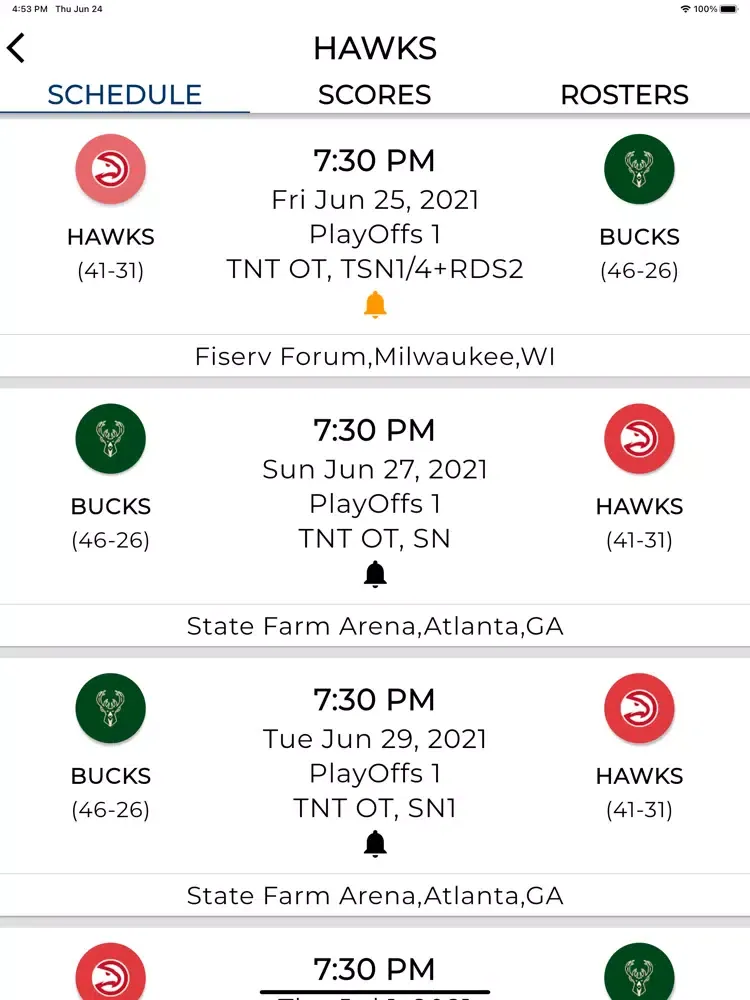 2021 BasketBall Games & Scores iPad  스크린샷