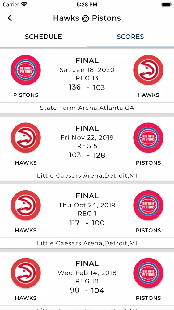 2021 BasketBall Games & Scores स्क्रीनशॉट