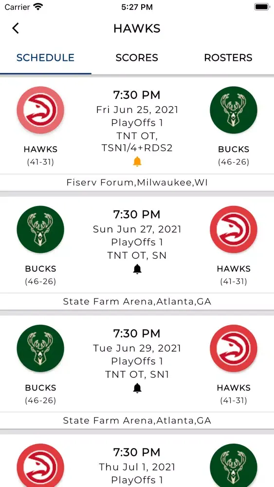 2021 BasketBall Games & Scores 스크린샷