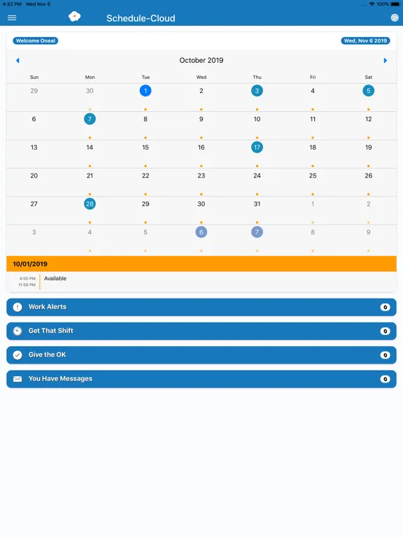 Schedule-Cloud Staff iPad  سکرین شاٹس
