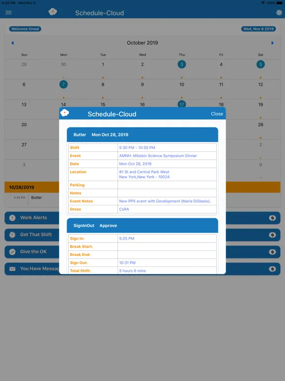 Schedule-Cloud Staff iPad  سکرین شاٹس