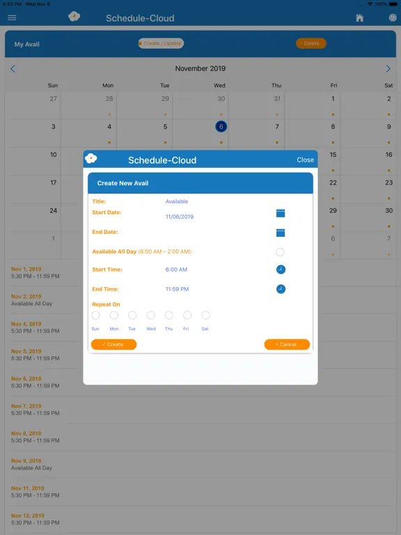 Schedule-Cloud Staff iPad  سکرین شاٹس