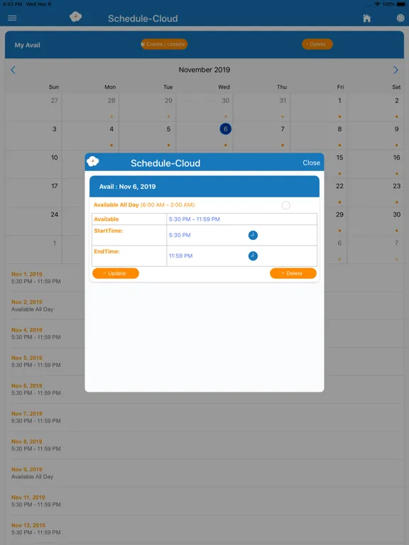 Schedule-Cloud Staff iPad  سکرین شاٹس
