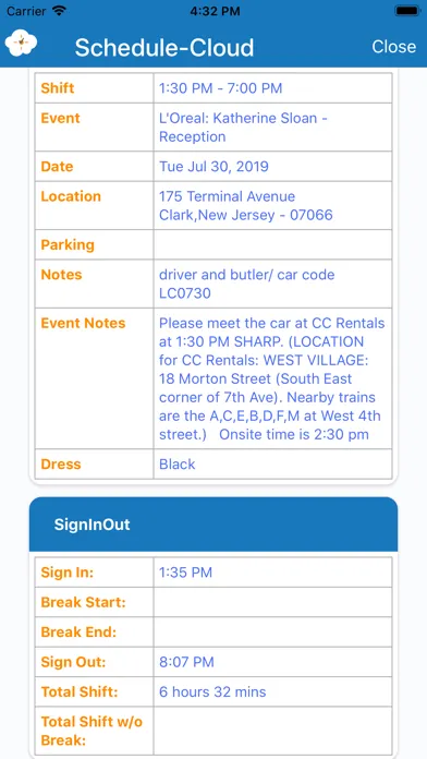 Schedule-Cloud Staff سکرین شاٹس