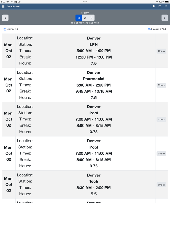 ScheduleSource TeamWork iPad  स्क्रीनशॉट
