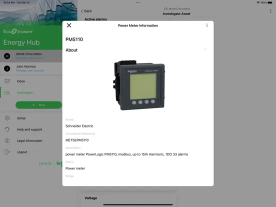 Скриншоты EcoStruxure™ Energy Hub iPad 