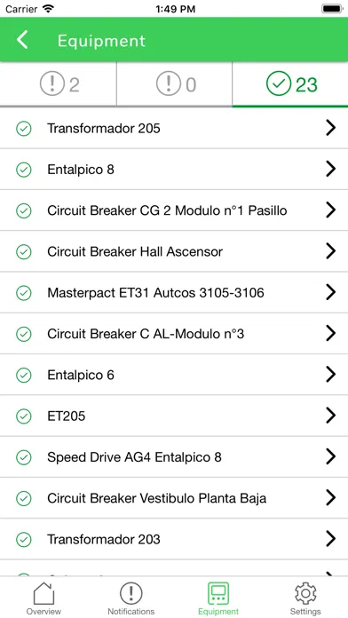 Capturas de tela do EcoStruxure Asset Advisor