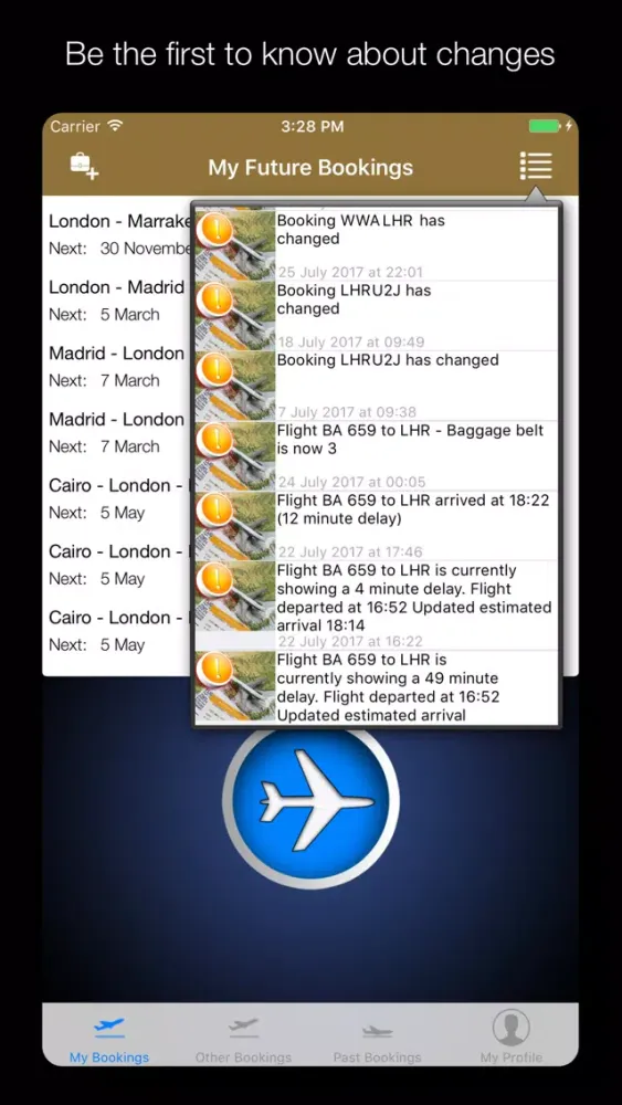 Tangkapan layar MyFlights