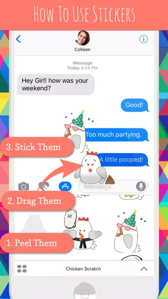 تصاویر Chicken Scratch: Fun Animated Emoji Stickers