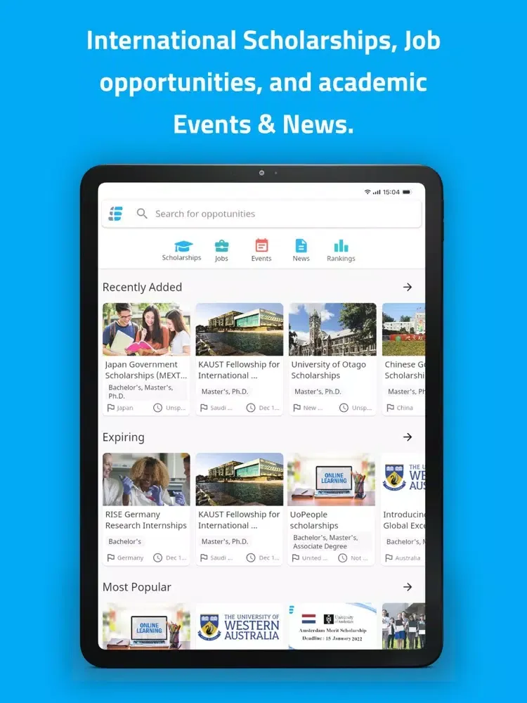 Ảnh chụp màn hình của Scholar Source iPad 