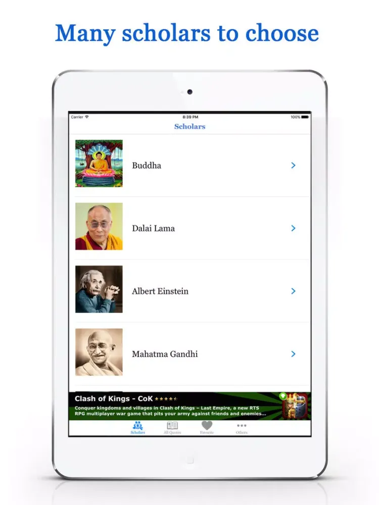 Scholars Quotes iPad  Screenshots