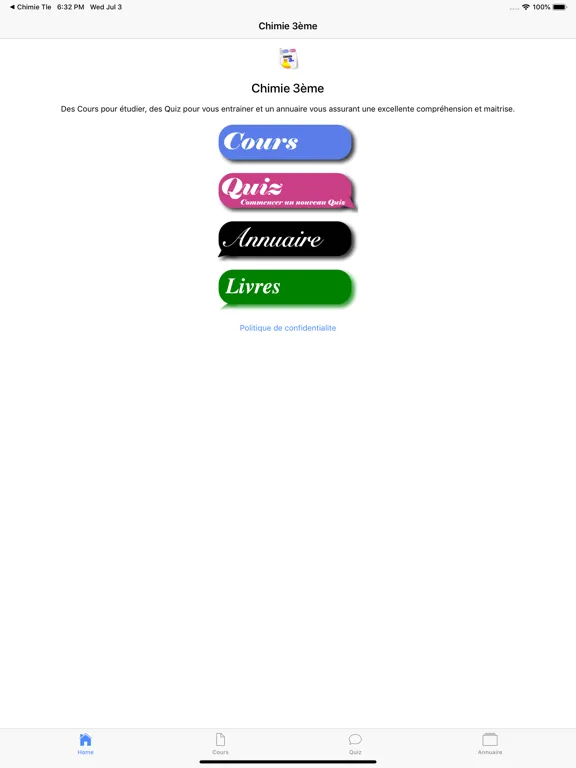 Ảnh chụp màn hình của Chimie 3ème iPad 