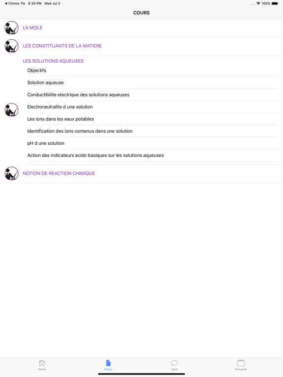 Ảnh chụp màn hình của Chimie 3ème iPad 