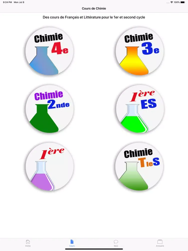 Zrzuty ekranu Cours de Chimie iPad 