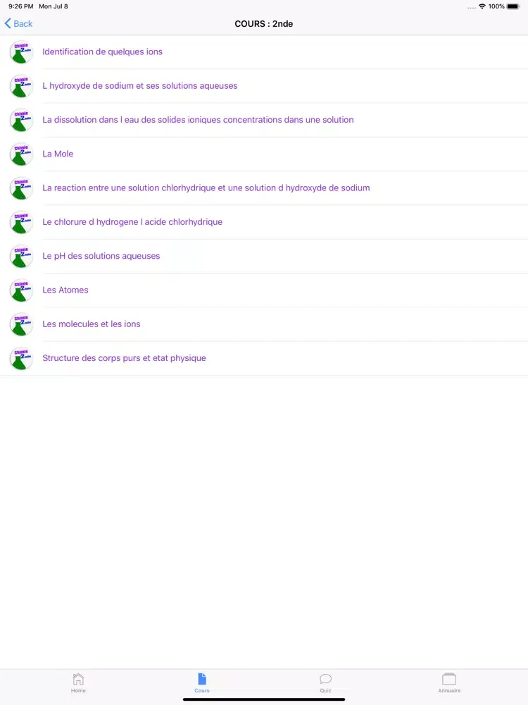 Zrzuty ekranu Cours de Chimie iPad 