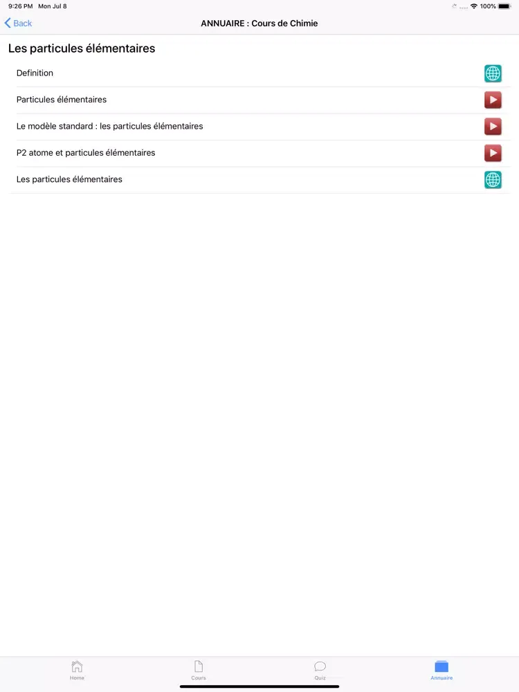 Zrzuty ekranu Cours de Chimie iPad 
