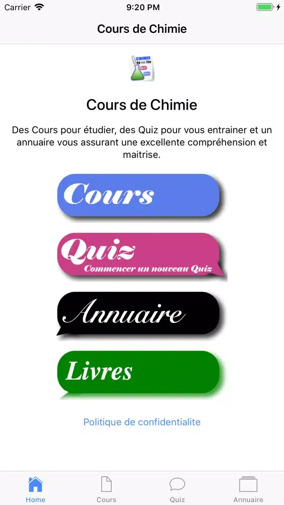 Zrzuty ekranu Cours de Chimie
