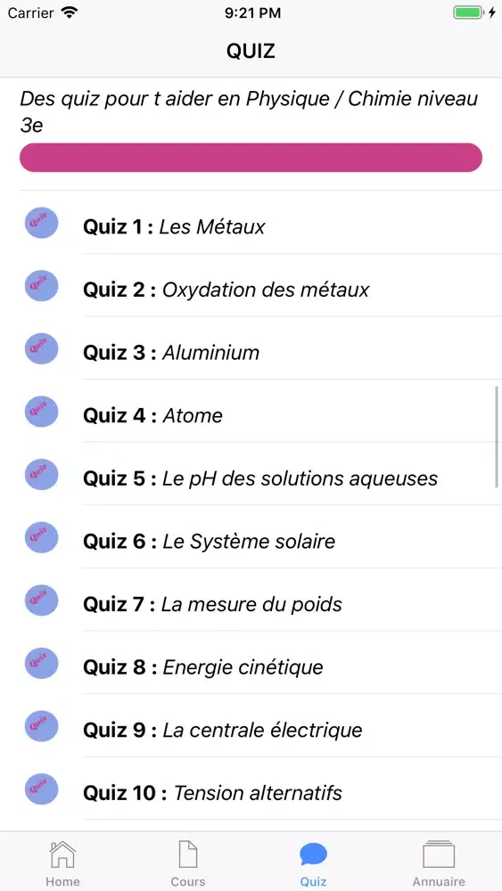 Zrzuty ekranu Cours de Chimie