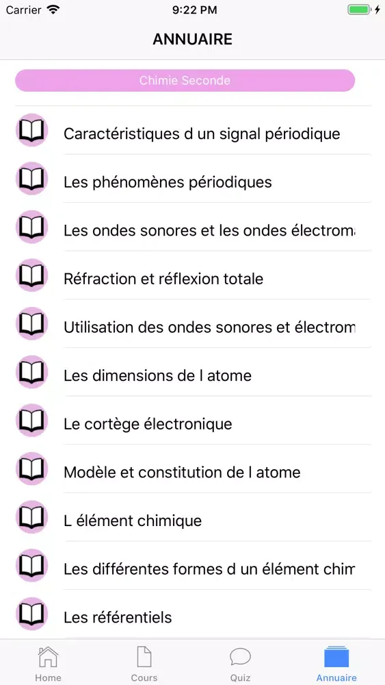 Zrzuty ekranu Cours de Chimie