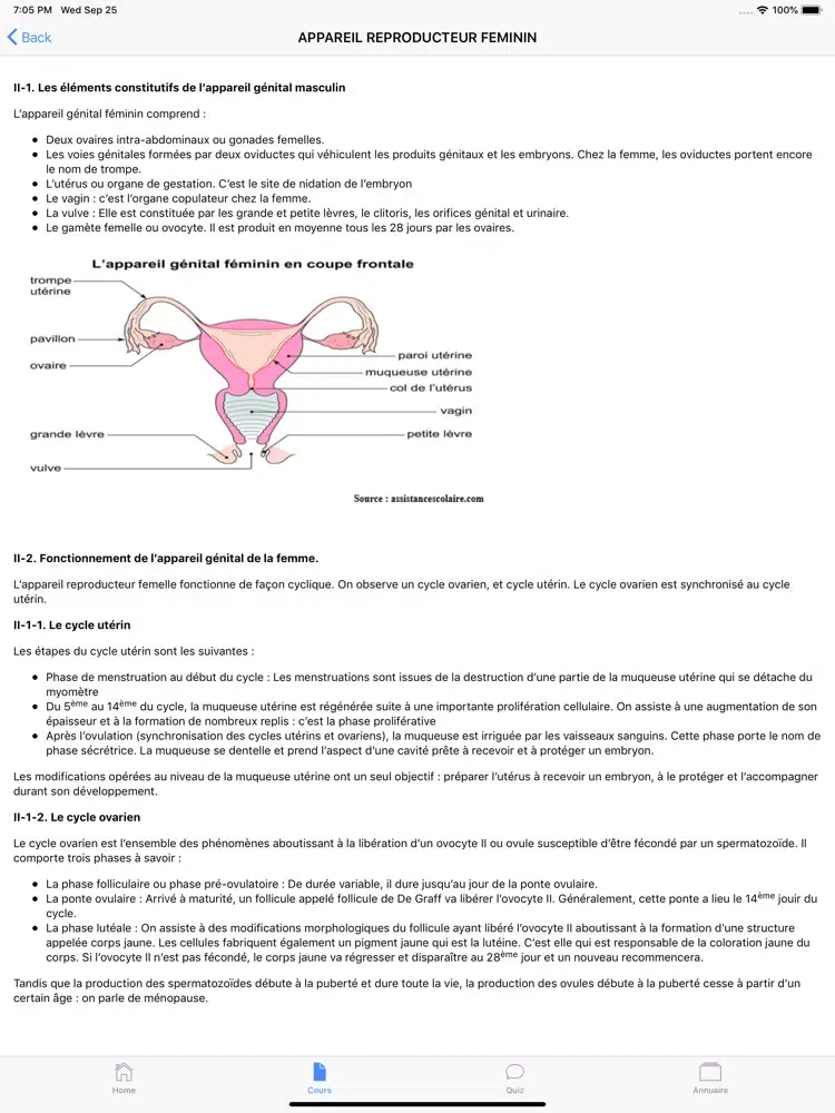 COURS QUIZ 4ème iPad  스크린샷