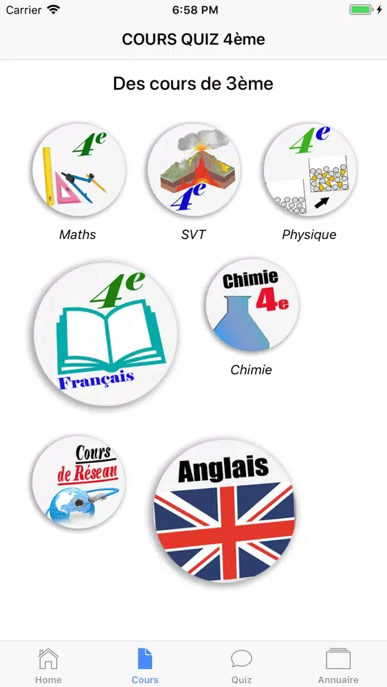 COURS QUIZ 4ème 스크린샷