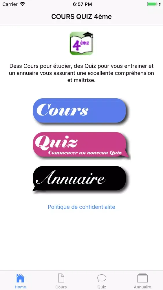 COURS QUIZ 4ème 스크린샷