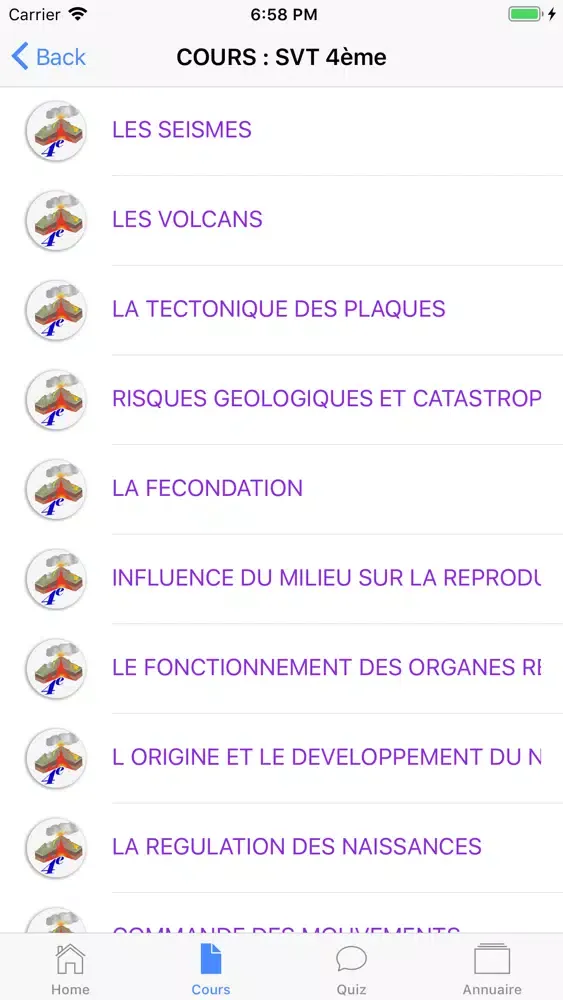 COURS QUIZ 4ème 스크린샷