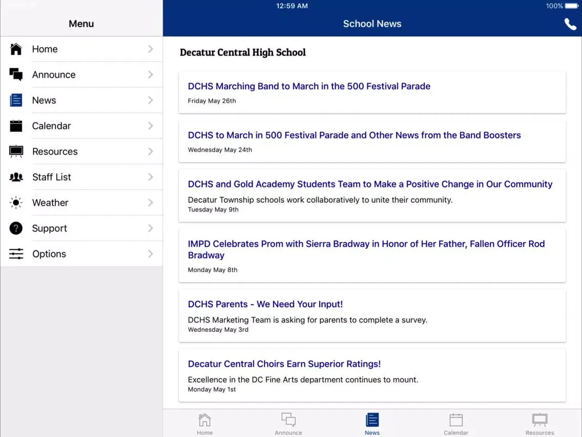 MSD of Decatur Township iPad  Screenshots