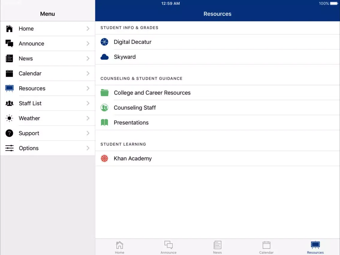 MSD of Decatur Township iPad  Screenshots