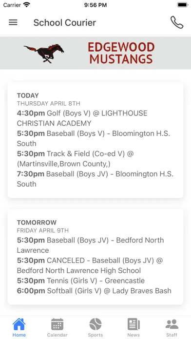 Capturas de tela do Edgewood Mustangs Athletics