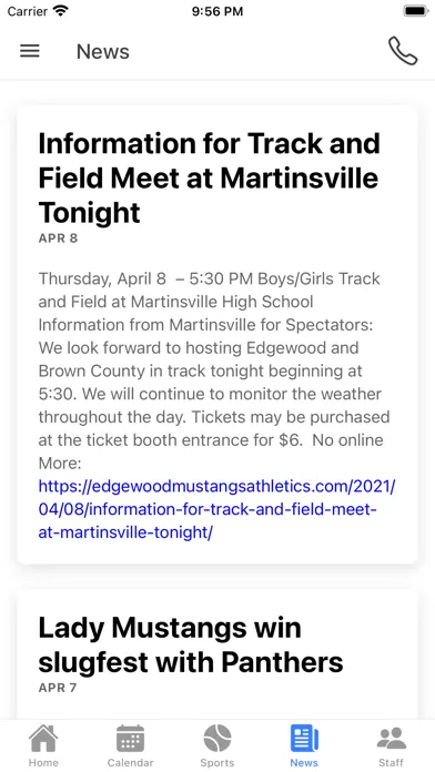 Capturas de tela do Edgewood Mustangs Athletics